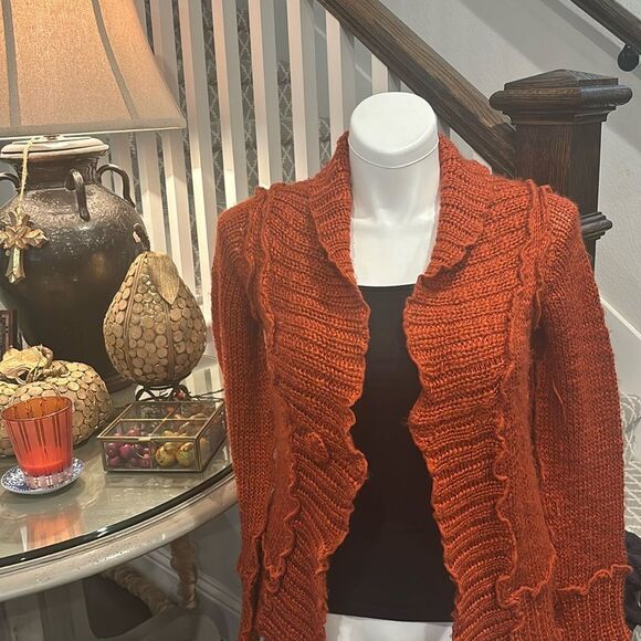 Boston Proper Cardigan in beautiful Dark Pumpkin shade size small - Picture 1 of 6